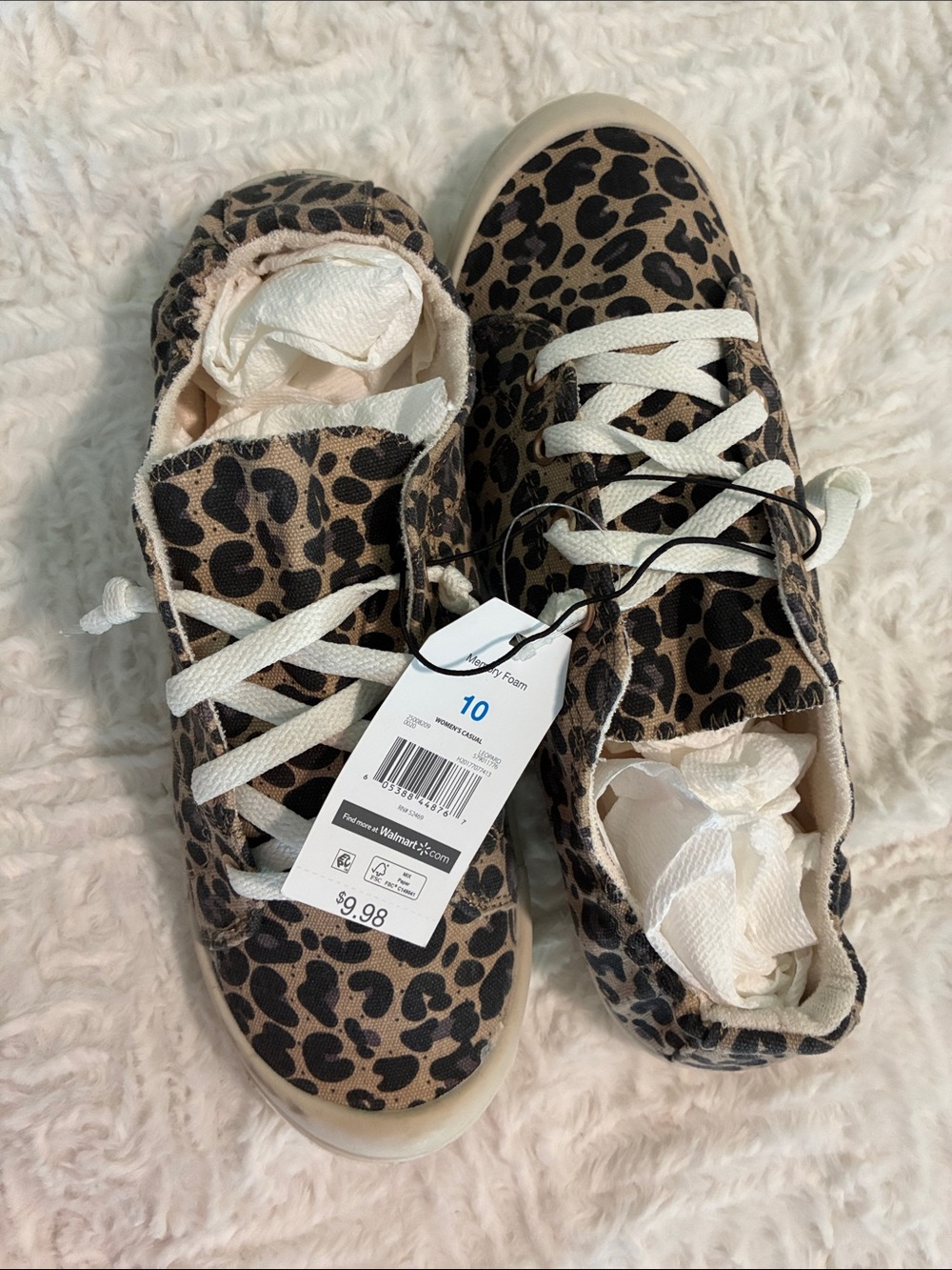 Time and Tru Leopard Print Canvas Sneakers - Black and Brown